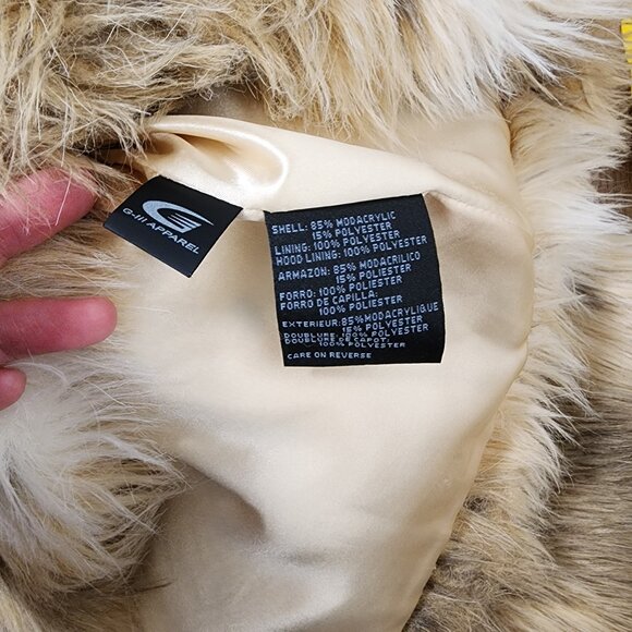 Vintage 90s Nine West Faux Fur Hooded Jacket Brown Spotted Y2K Mob Wife Glam M - Picture 9 of 10